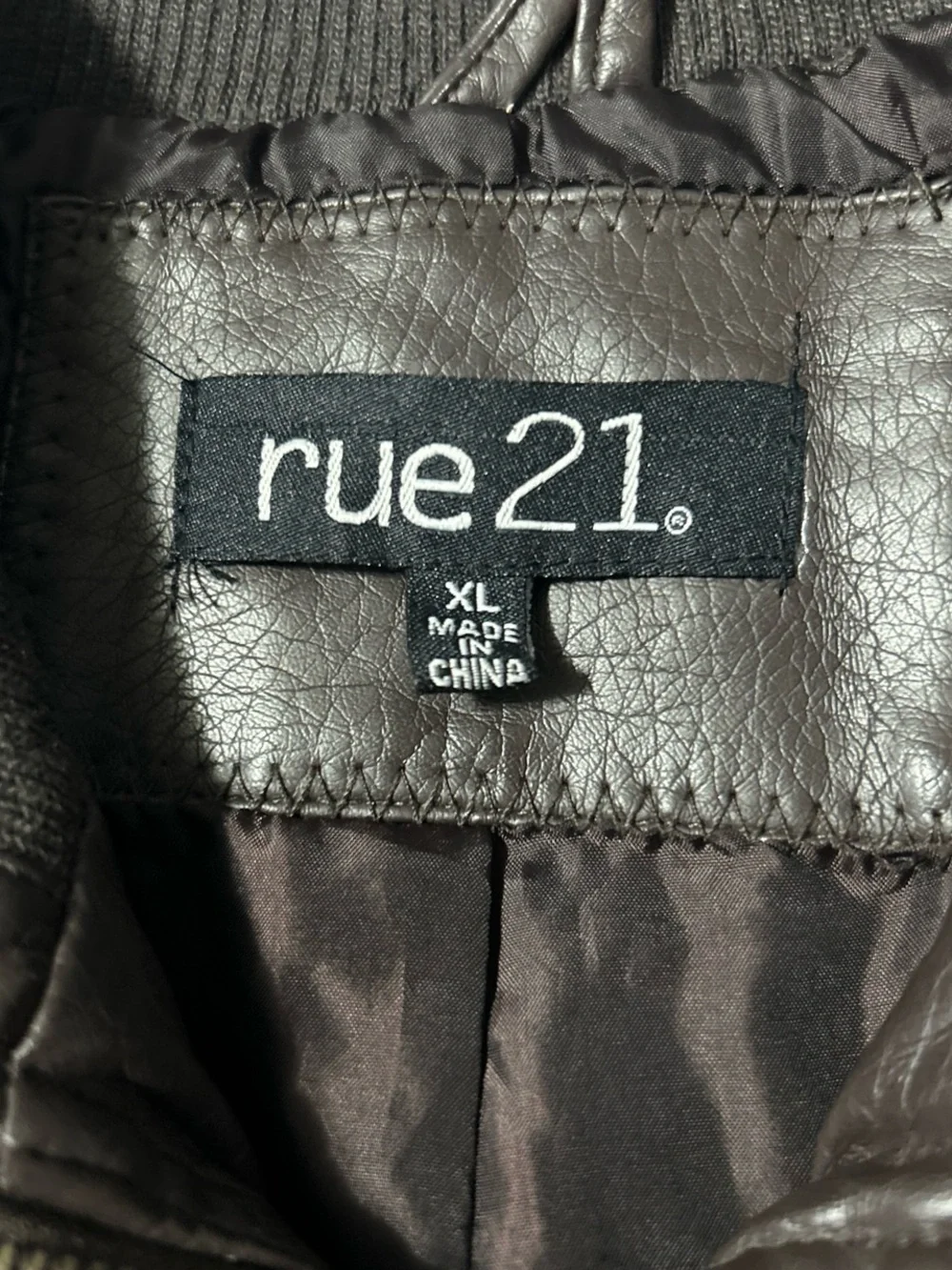 rue21 Women's Dark Brown Faux Leather Bomber Vest